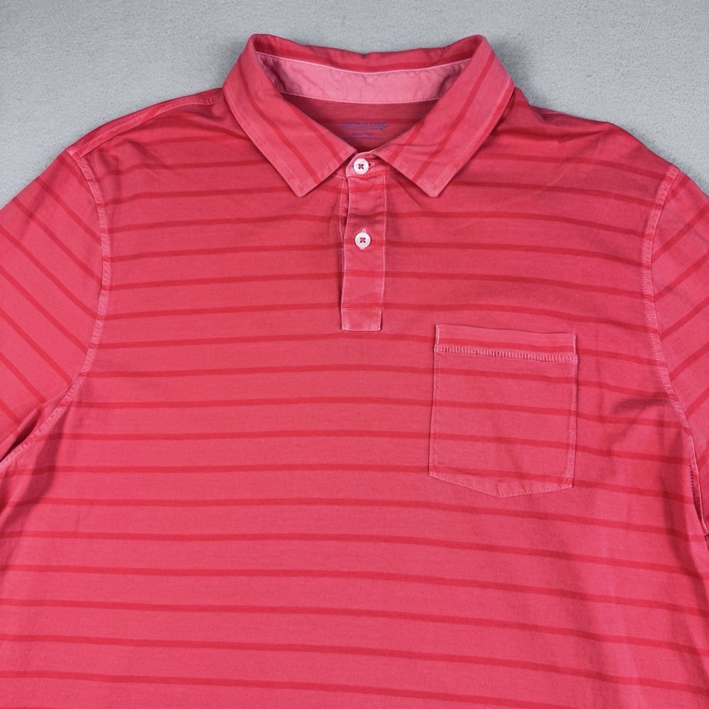 Vineyard Vines Island Polo Men L Pima Cotton Short Sleeve Stripe Red Golf